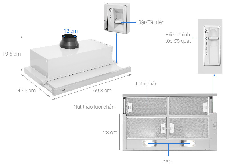 Máy Hút Mùi Âm Tủ HH-S70A Hafele 533.89.031