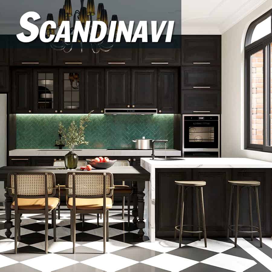 Phong cách tủ bếp Scandinavi.